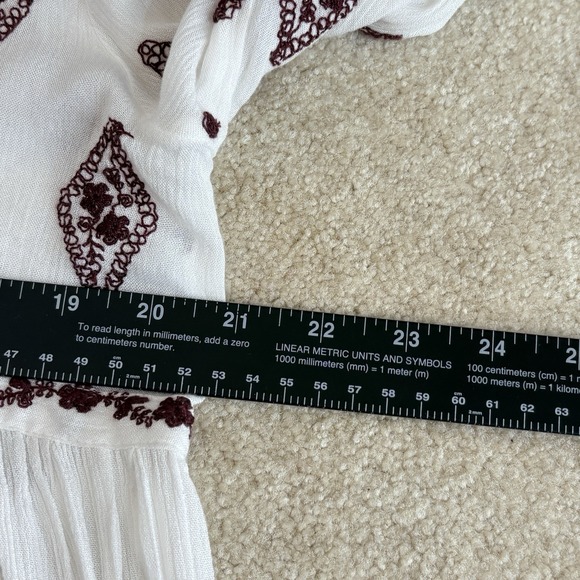 Free People Diamond Embroidered Tunic Medium Ivory Babydoll Boho Coastal Cowgirl - Picture 4 of 11